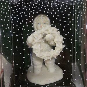 Department 56 Snowy Child with Wreath, Snow Baby Series, NWOT In box